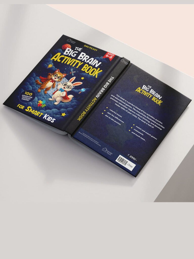 GRAPHIC DESIGN Colorful children's activity book lying flat on a light surface