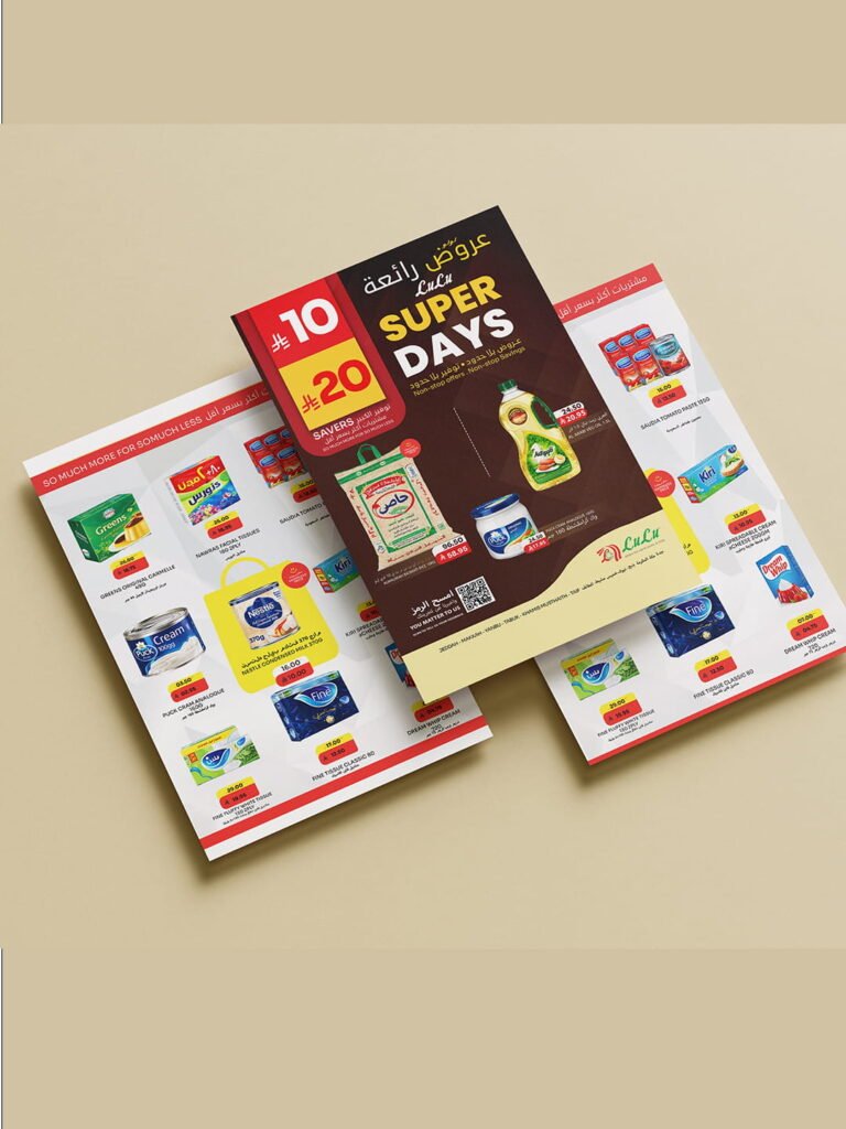 GRAPHIC DESIGN Colorful supermarket promotional offer flyer and grocery discount layout design